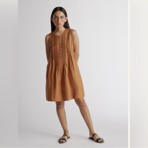 Quince 100% European Linen Sleeveless Swing‎ Dress Terra Cotta Large